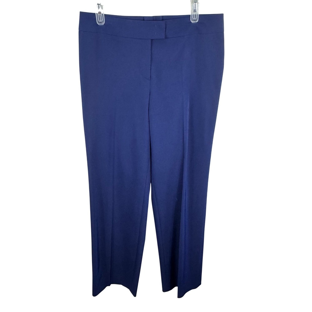 Escada Navy Blue Straight Leg Tailored Trousers Pants Size 40 10 Made in Romania